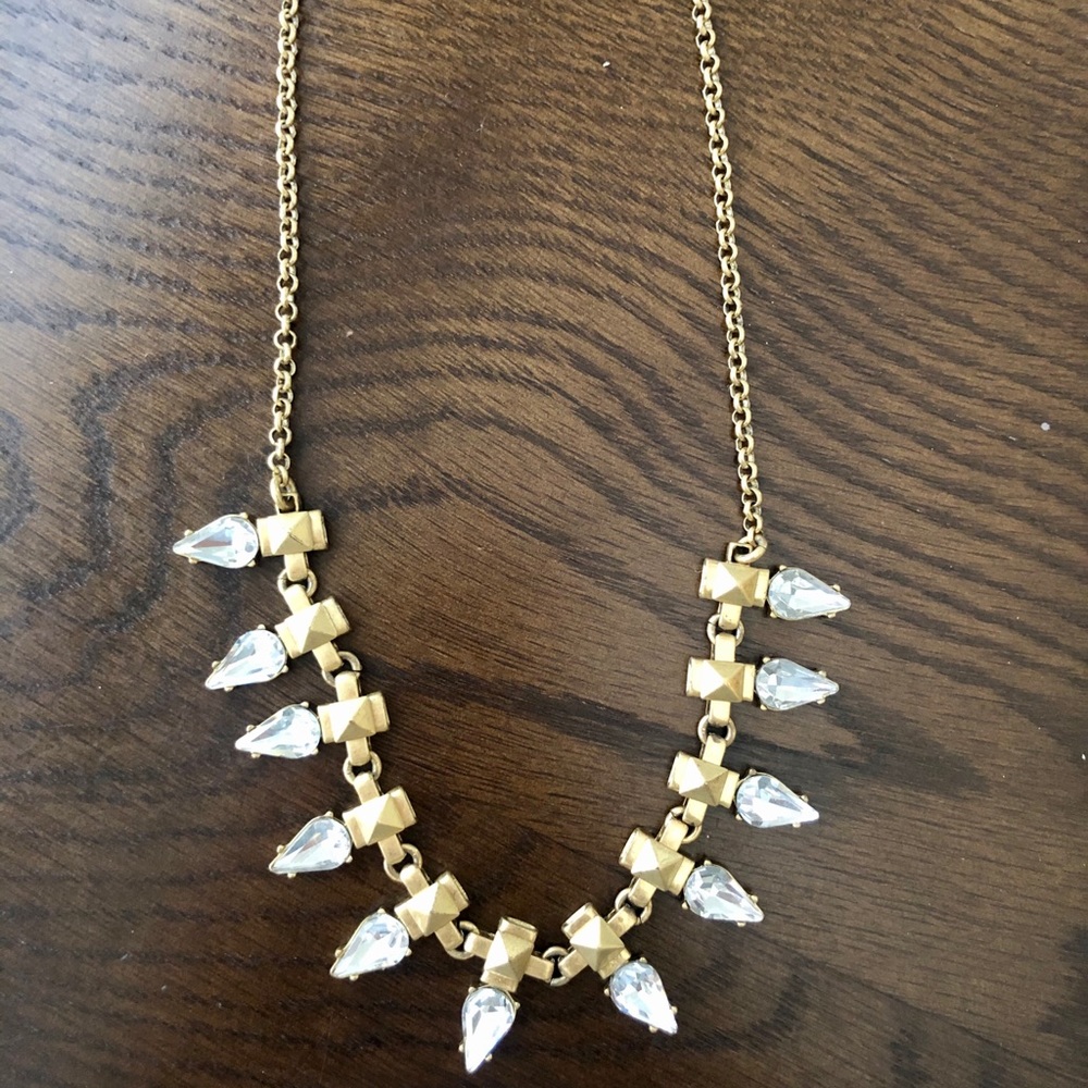 J Crew golden tear crystal necklace